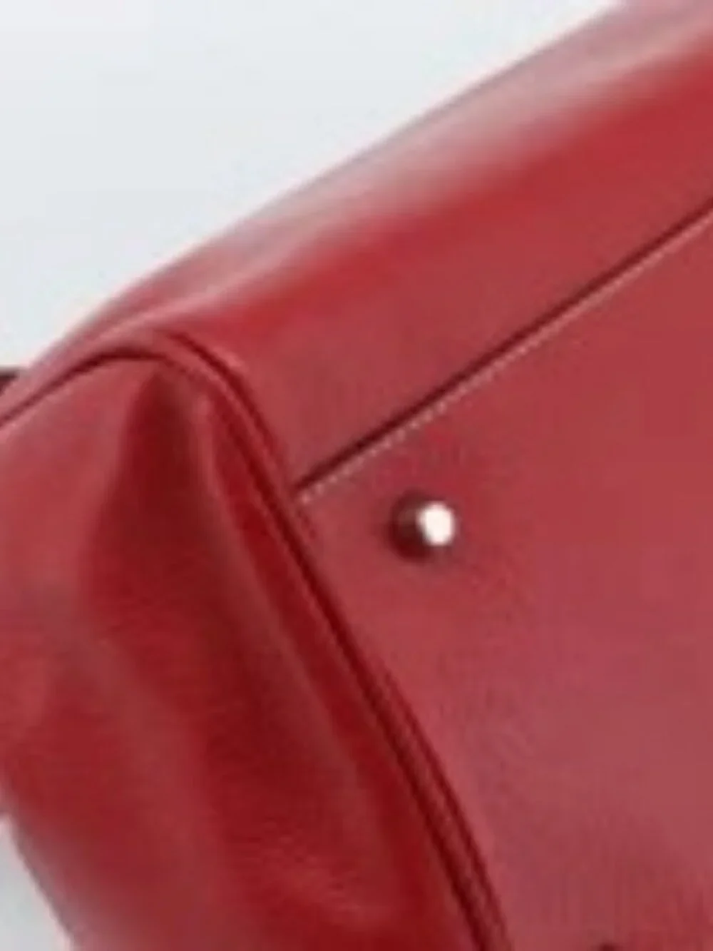 PRADA Hand Bag Leather Red Silver Auth